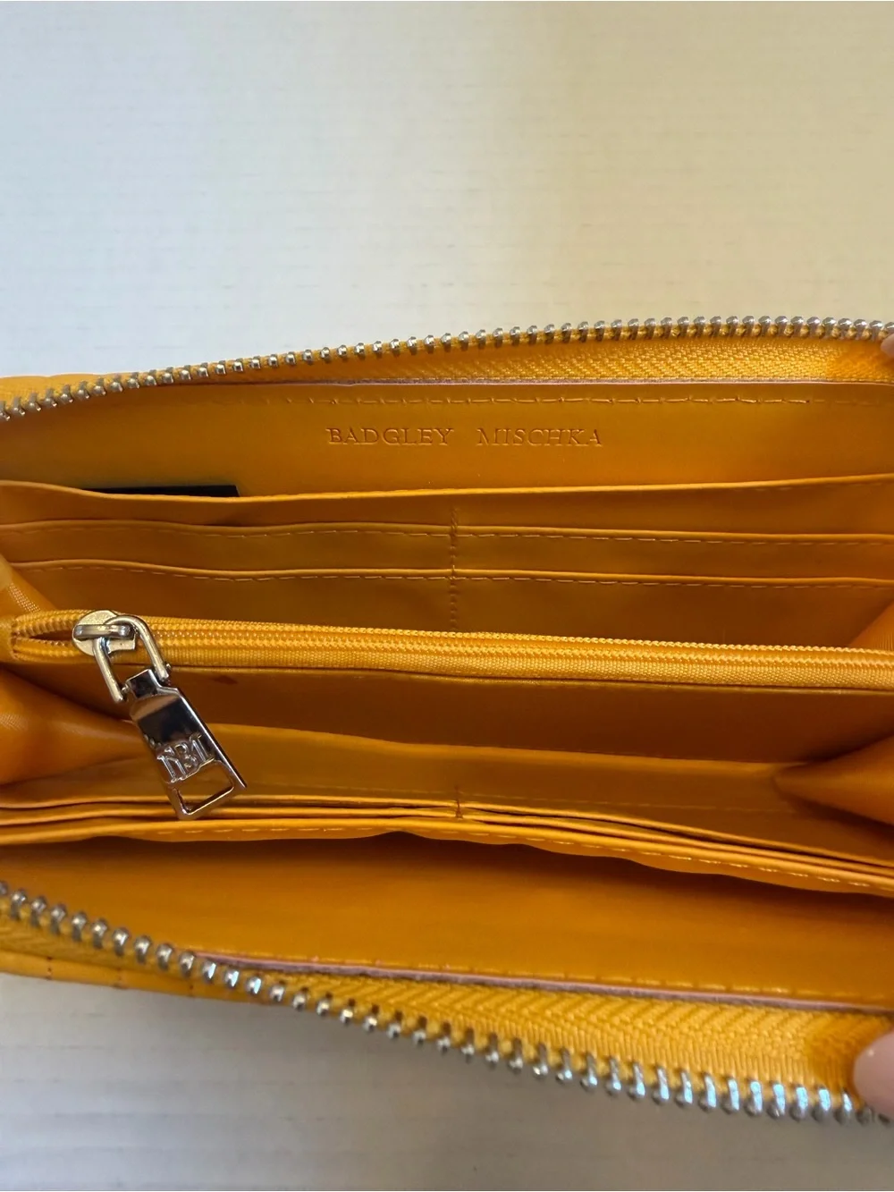 Badgley Mischka Vegan Leather Yellow Wallet with Braided Quilting (MSRP $49) NWT